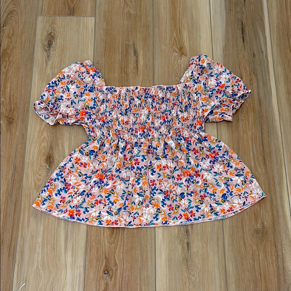 Floral Smocked Puff Sleeve Top